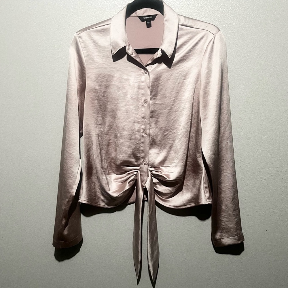 EXPRESS- Rose Gold Button Down Blouse Size S